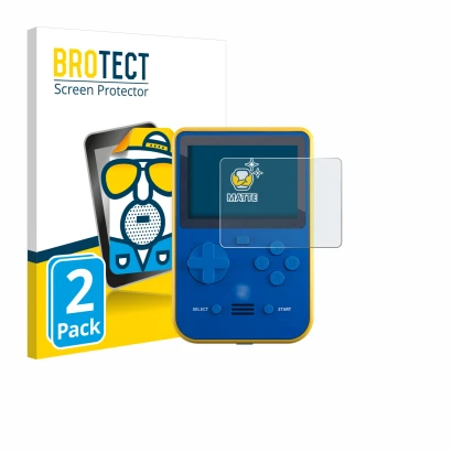 Front side of a product packaging with the brand logo BROTECT. Next to it is the device Blaze Super Pocket shown with the corr