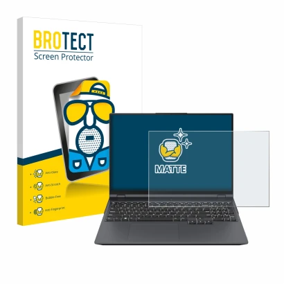 Front side of a product packaging with the brand logo BROTECT. Next to it is the device Lenovo Legion Pro 5i Gen 8 16" shown w