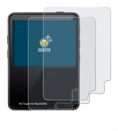 Image of the device HifiWalker H2 touch with a wide variety of screen protectors.