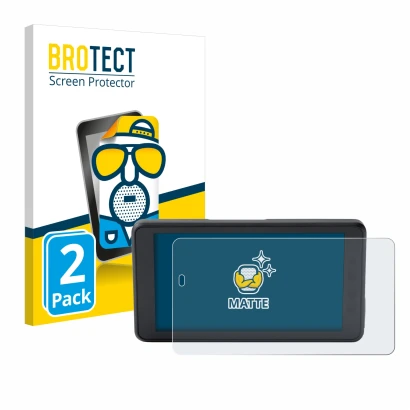 Front side of a product packaging with the brand logo BROTECT. Next to it is the device BMW ConnectedRide Navigator shown with