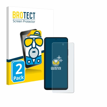 Front side of a product packaging with the brand logo BROTECT. Next to it is the device Blackview Shark 8 shown with the corre