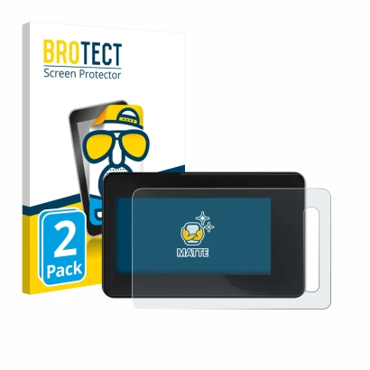 Front side of a product packaging with the brand logo BROTECT. Next to it is the device Shimano Steps SC-EN600 shown with the