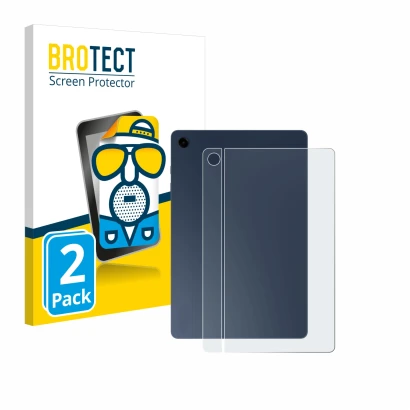 Front side of a product packaging with the brand logo BROTECT. Next to it is the device Samsung Galaxy Tab A9 Plus 5G (Back) s