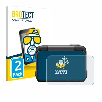 Front side of a product packaging with the brand logo BROTECT. Next to it is the device Insta360 Ace Pro shown with the corres