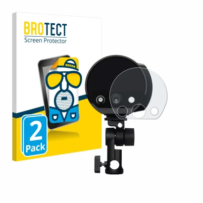 Front side of a product packaging with the brand logo BROTECT. Next to it is the device Profoto B10X shown with the correspond