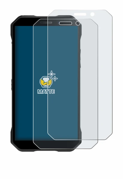 Image of the device Doogee S61 Pro with a wide variety of screen protectors.
