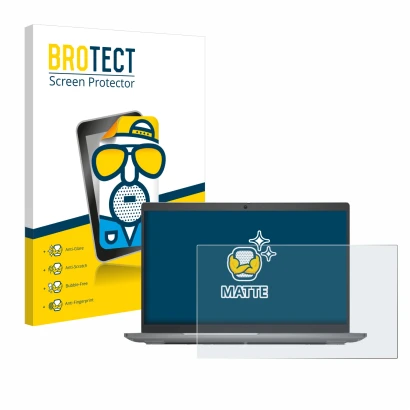 Front side of a product packaging with the brand logo BROTECT. Next to it is the device Dell Latitude 5540 shown with the corr