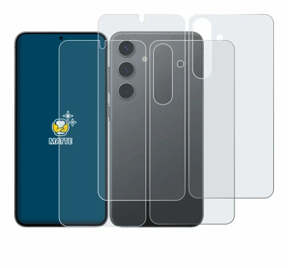 Image of the device Samsung Galaxy S24 (Front+Back) with a wide variety of screen protectors.