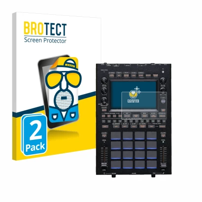 Front side of a product packaging with the brand logo BROTECT. Next to it is the device KORG KAOSS Replay shown with the corre