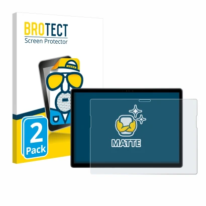 Front side of a product packaging with the brand logo BROTECT. Next to it is the device Dell Latitude 7350 Detachable shown wi