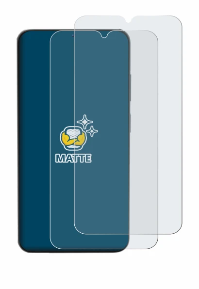 Image of the device Doogee N55 with a wide variety of screen protectors.