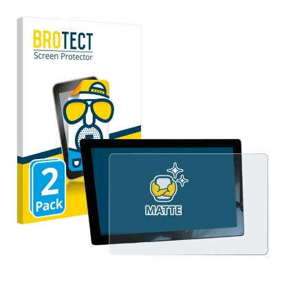 Front side of a product packaging with the brand logo BROTECT. Next to it is the device John Deere G5 Universal 10.1" shown wi