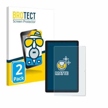 Front side of a product packaging with the brand logo BROTECT. Next to it is the device Blackview Tab 80 shown with the corres