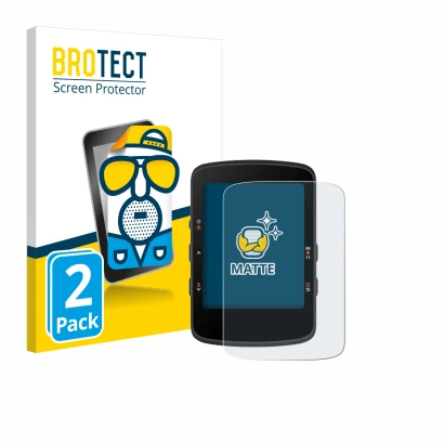 Front side of a product packaging with the brand logo BROTECT. Next to it is the device Bryton Rider 460 shown with the corres