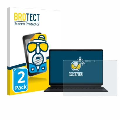 Front side of a product packaging with the brand logo BROTECT. Next to it is the device ASUS ProArt PZ13 shown with the corres