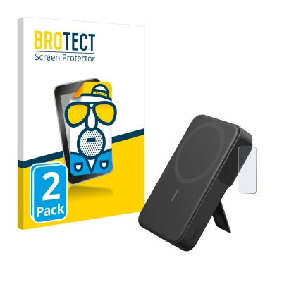 Front side of a product packaging with the brand logo BROTECT. Next to it is the device Anker MagGo shown with the correspondi