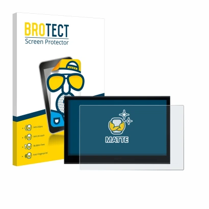 Front side of a product packaging with the brand logo BROTECT. Next to it is the device Wacom Movink 13 shown with the corresp