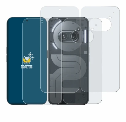 Image of the device Nothing Phone (2a) Plus (Front+Back) with a wide variety of screen protectors.