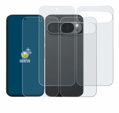 Image of the device Google Pixel 9 Pro XL (Front+Back) with a wide variety of screen protectors.
