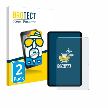 Front side of a product packaging with the brand logo BROTECT. Next to it is the device Blackview Tab 18 shown with the corres