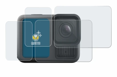 Image of the device GoPro Hero 13 Black with a wide variety of screen protectors.