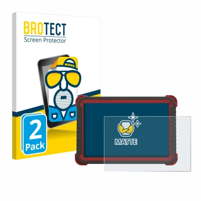 Front side of a product packaging with the brand logo BROTECT. Next to it is the device Thinktool Master 2 shown with the corr