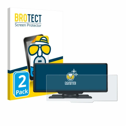 Front side of a product packaging with the brand logo BROTECT. Next to it is the device Lamto 9.26" wireless carplay shown wit