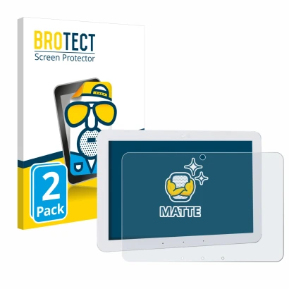 Front side of a product packaging with the brand logo BROTECT. Next to it is the device Amazon Echo Hub 8" shown with the corr