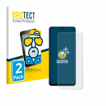 Front side of a product packaging with the brand logo BROTECT. Next to it is the device realme Note 60 4G shown with the corre