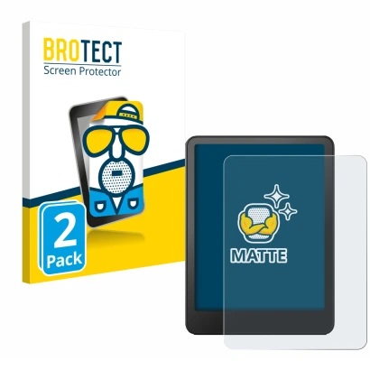 Front side of a product packaging with the brand logo BROTECT. Next to it is the device Amazon Kindle Paperwhite 2024 (12. Gen