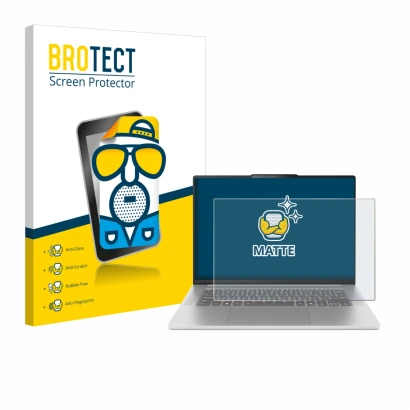 Front side of a product packaging with the brand logo BROTECT. Next to it is the device Lenovo IdeaPad Slim 5 Gen 10 15" shown