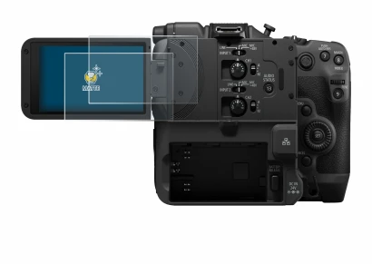 Image of the device Canon EOS C400 with a wide variety of screen protectors.