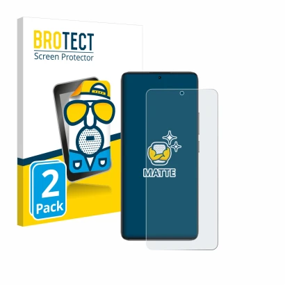 Front side of a product packaging with the brand logo BROTECT. Next to it is the device Xiaomi Poco F7 Pro shown with the corr