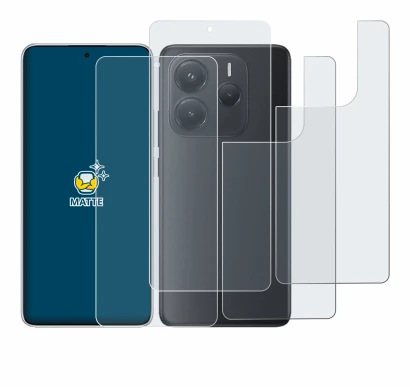 Image of the device Xiaomi Redmi Note 14 (Front+Back) with a wide variety of screen protectors.