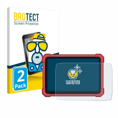 Front side of a product packaging with the brand logo BROTECT. Next to it is the device Launch X-431 Euro Link shown with the