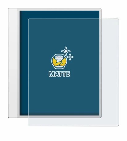Image of the device Boox Note Max with a wide variety of screen protectors.