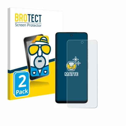 Front side of a product packaging with the brand logo BROTECT. Next to it is the device Umidigi Note 100 5G shown with the cor