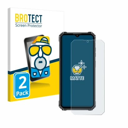 Front side of a product packaging with the brand logo BROTECT. Next to it is the device Oukitel G1 shown with the correspondin