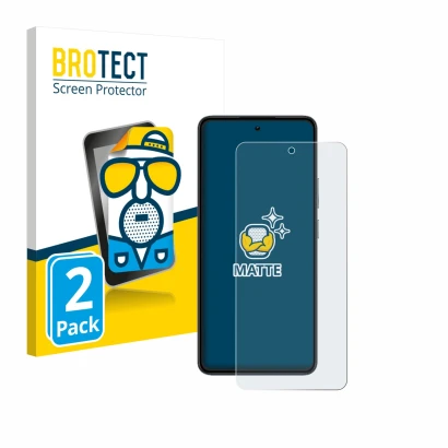 Front side of a product packaging with the brand logo BROTECT. Next to it is the device realme 14 shown with the corresponding