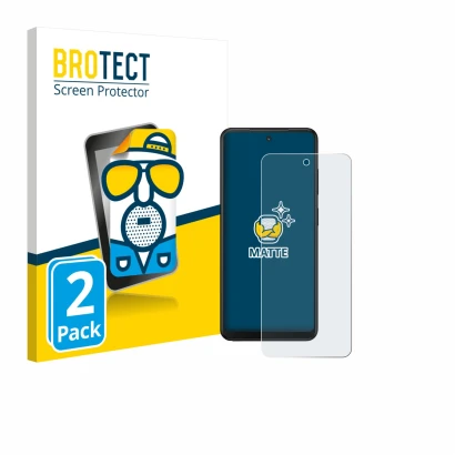 Front side of a product packaging with the brand logo BROTECT. Next to it is the device Xplora HMD Fusion X1 shown with the co