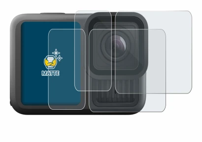 Image of the device GoPro Hero 13 Black Ultra Wide Edition with a wide variety of screen protectors.