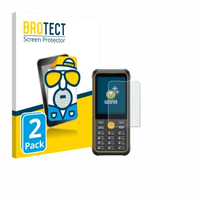 Front side of a product packaging with the brand logo BROTECT. Next to it is the device Ulefone Armor Mini 4 shown with the co
