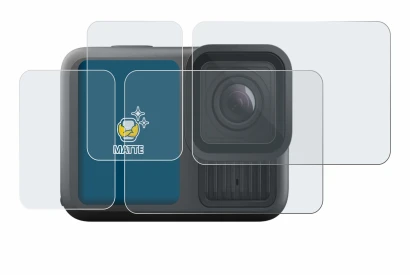 Image of the device GoPro Hero 13 Black Creator Edition with a wide variety of screen protectors.
