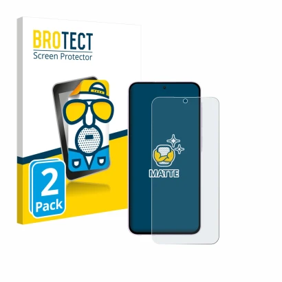 Front side of a product packaging with the brand logo BROTECT. Next to it is the device Samsung Galaxy A56 5G (case-friendly)
