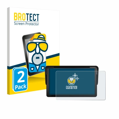 Front side of a product packaging with the brand logo BROTECT. Next to it is the device Carpuride V3 7" shown with the corresp