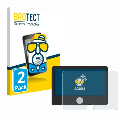 Front side of a product packaging with the brand logo BROTECT. Next to it is the device Dynavin D9-DCX Plus Flex - C shown wit