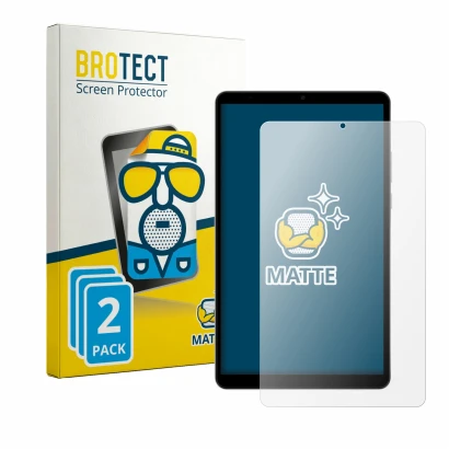 Front side of a product packaging with the brand logo BROTECT. Next to it is the device Honor Pad X7 shown with the correspond