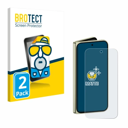 Front side of a product packaging with the brand logo BROTECT. Next to it is the device Google Pixel 10 Pro Fold shown with th