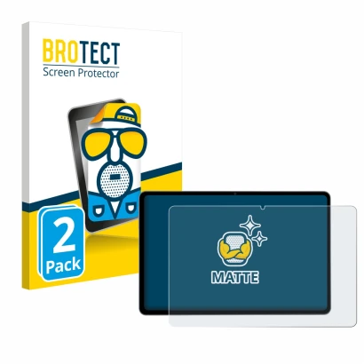 Front side of a product packaging with the brand logo BROTECT. Next to it is the device Acepad HIGH Tablet 12" shown with the