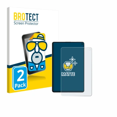 Front side of a product packaging with the brand logo BROTECT. Next to it is the device Huawei MatePad Mini shown with the cor